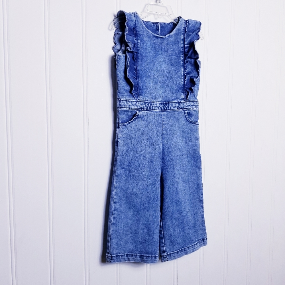 Janie And Jack Capri Ruffle DenimJumpsuit Romper